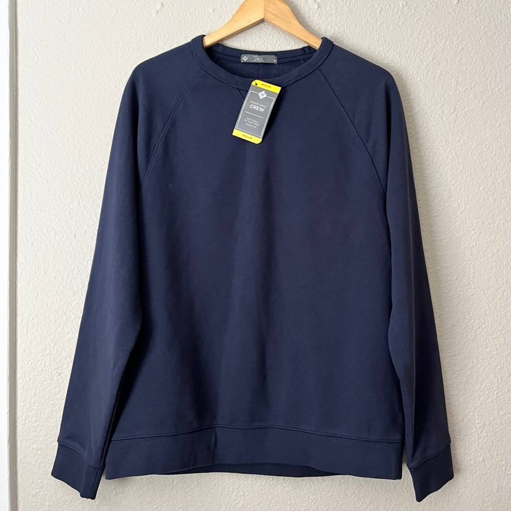 Members Mark French Terry Crew Neck Sweatshirt Men Medium Navy Blue Cotton NWT
